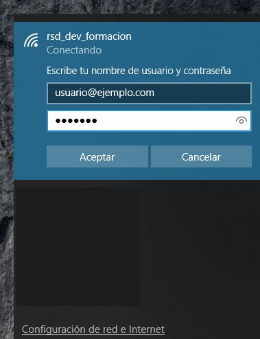 formulario de conexion a wifi de windows 10